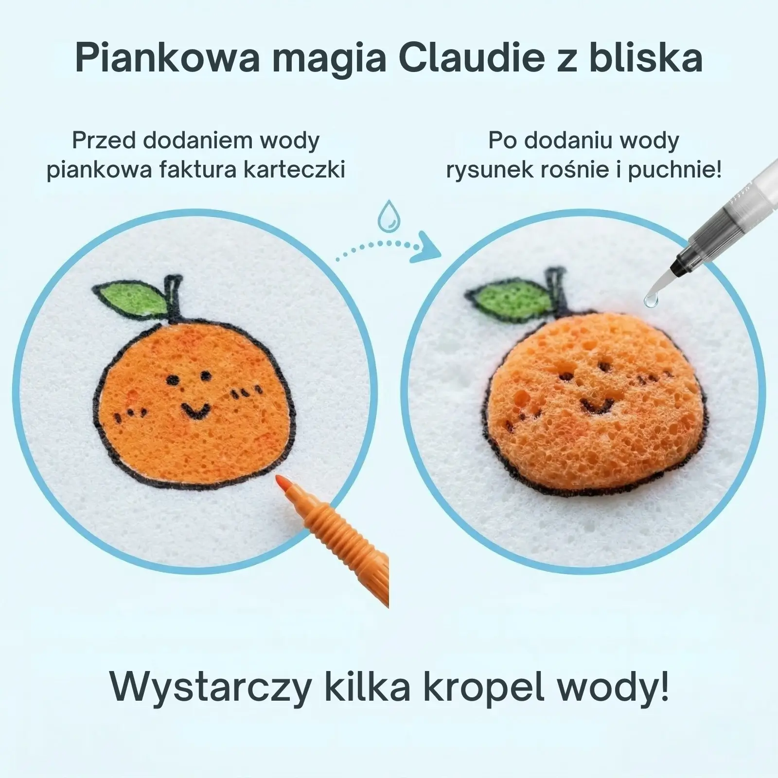 Claudie - piankowa magia przed i po dodaniu wody